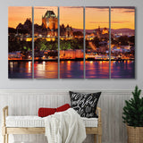 Old Quebec City, Quebec Skyline 5 Panels B,Large Canvas,Canvas Prints Wall Art Home Decor