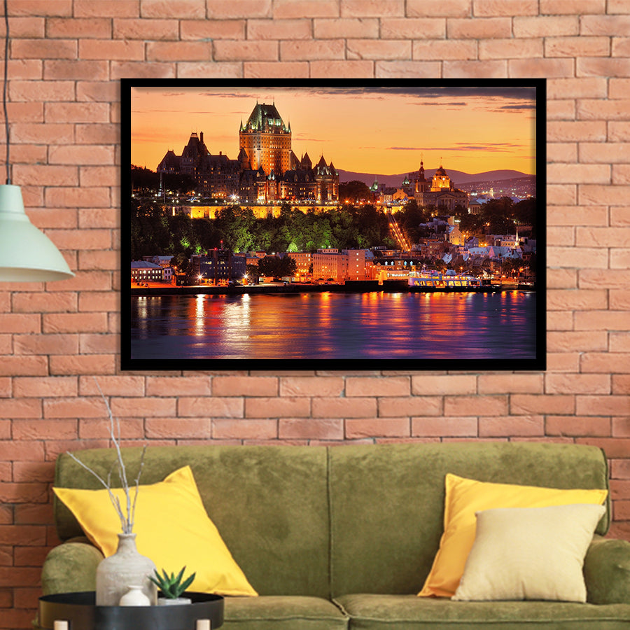Old Quebec City, Quebec Skyline Framed Art Prints Wall Art Decor,Black Frame, Ready to hang