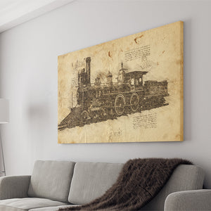 Old Western Train Lococmotive Canvas Prints Wall Art - Painting Canvas, Painting Prints, Wall Home Decor, Prints for Sale