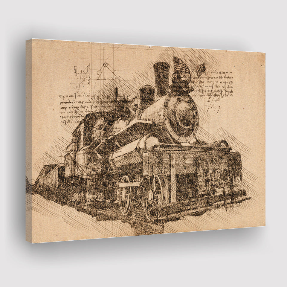 Old Locomotive Retro Steam Train Canvas Prints Wall Art - Painting Canvas, Painting Prints, Wall Home Decor, Prints for Sale