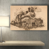 Old Locomotive Retro Steam Train Canvas Prints Wall Art - Painting Canvas, Painting Prints, Wall Home Decor, Prints for Sale