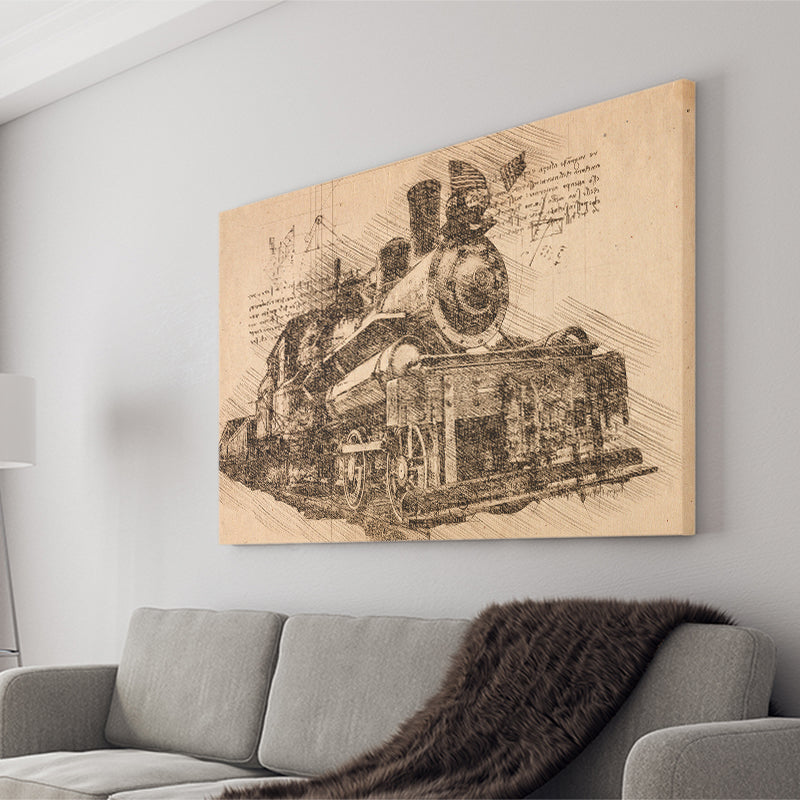 Old Locomotive Retro Steam Train Canvas Prints Wall Art - Painting Canvas, Painting Prints, Wall Home Decor, Prints for Sale