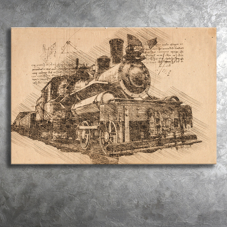Old Locomotive Retro Steam Train Canvas Prints Wall Art - Painting Canvas, Painting Prints, Wall Home Decor, Prints for Sale