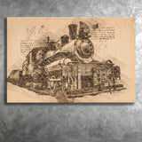 Old Locomotive Retro Steam Train Canvas Prints Wall Art - Painting Canvas, Painting Prints, Wall Home Decor, Prints for Sale