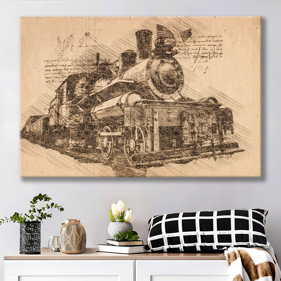 Old Locomotive Retro Steam Train Canvas Prints Wall Art - Painting Canvas, Painting Prints, Wall Home Decor, Prints for Sale