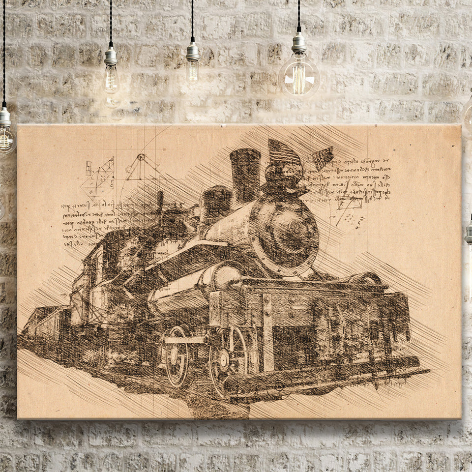 Old Locomotive Retro Steam Train Canvas Prints Wall Art - Painting Canvas, Painting Prints, Wall Home Decor, Prints for Sale