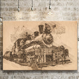 Old Locomotive Retro Steam Train Canvas Prints Wall Art - Painting Canvas, Painting Prints, Wall Home Decor, Prints for Sale