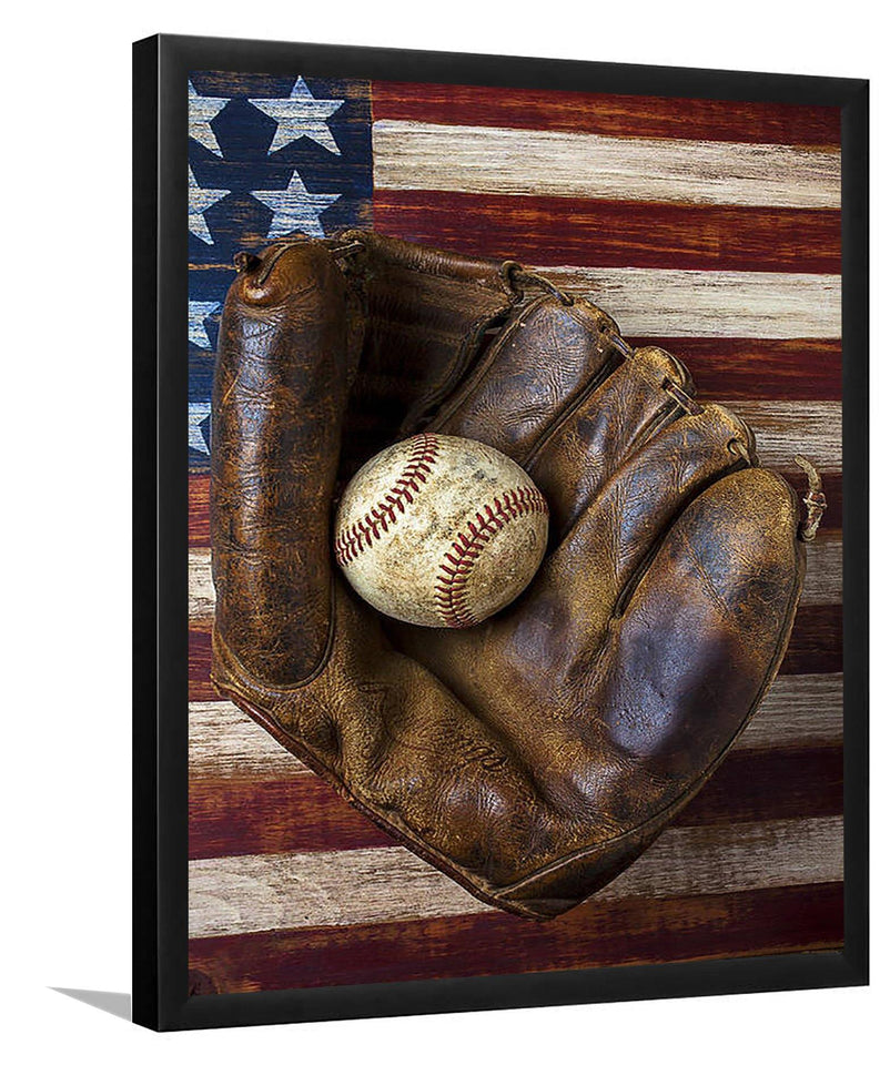 Old mitt and baseball-Sport Art,Art Print,Frame Art,Plexiglass Cover