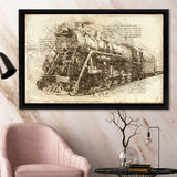 Old Steam Locomotive Vintage Train Framed Canvas Prints Wall Art - Painting Canvas, Framed Prints, Wall Home Decor, Prints for Sale