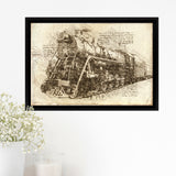 Old Steam Locomotive Vintage Train Framed Canvas Prints Wall Art - Painting Canvas, Framed Prints, Wall Home Decor, Prints for Sale
