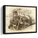 Old Steam Locomotive Vintage Train Framed Canvas Prints Wall Art - Painting Canvas, Framed Prints, Wall Home Decor, Prints for Sale