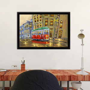 Old Tram In City Canvas Wall Art - Canvas Print, Framed Canvas, Painting Canvas
