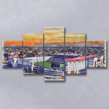 Ole Miss Rebels Vaught–Hemingway Stadium Watercolor, 5 Pieces, Multi Panel Canvas Prints Wall Art Decor