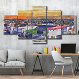 Ole Miss Rebels Vaught–Hemingway Stadium Watercolor, 5 Pieces, Multi Panel Canvas Prints Wall Art Decor