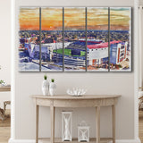Ole Miss Rebels Vaught–Hemingway Stadium Watercolor, 5 Pieces B, Multi Panel Canvas Prints Wall Art Decor