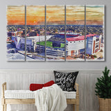 Ole Miss Rebels Vaught–Hemingway Stadium Watercolor, 5 Pieces B, Multi Panel Canvas Prints Wall Art Decor