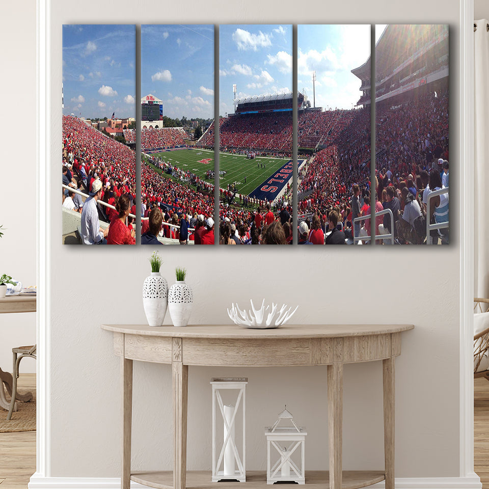 Ole Miss Rebels Wall Art Vaught Hemingway Stadium,Multi Panels B,Sport Stadium Art Prints, Fan Gift
