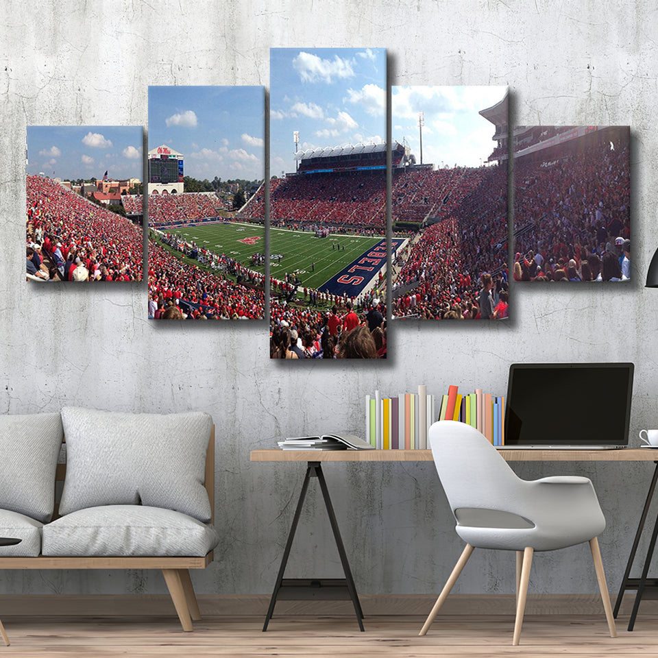 Ole Miss Rebels Wall Art Vaught Hemingway Stadium,Multi Panels,Sport Stadium Art Prints, Fan Gift