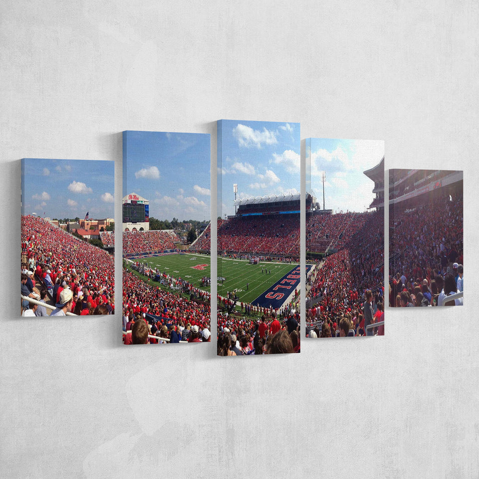 Ole Miss Rebels Wall Art Vaught Hemingway Stadium,Multi Panels,Sport Stadium Art Prints, Fan Gift