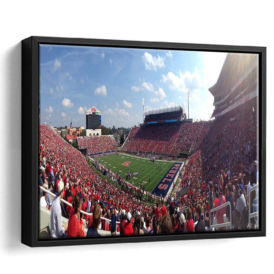 Ole Miss Rebels Framed Canvas Prints Wall Art Vaught Hemingway Stadium,Sport Stadium Art Prints, Fan Gift