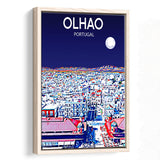 Olhao Portugal Art Night Art Print, Large Canvas, Framed Canvas Print Wall Art Home Decor, Floating Frame