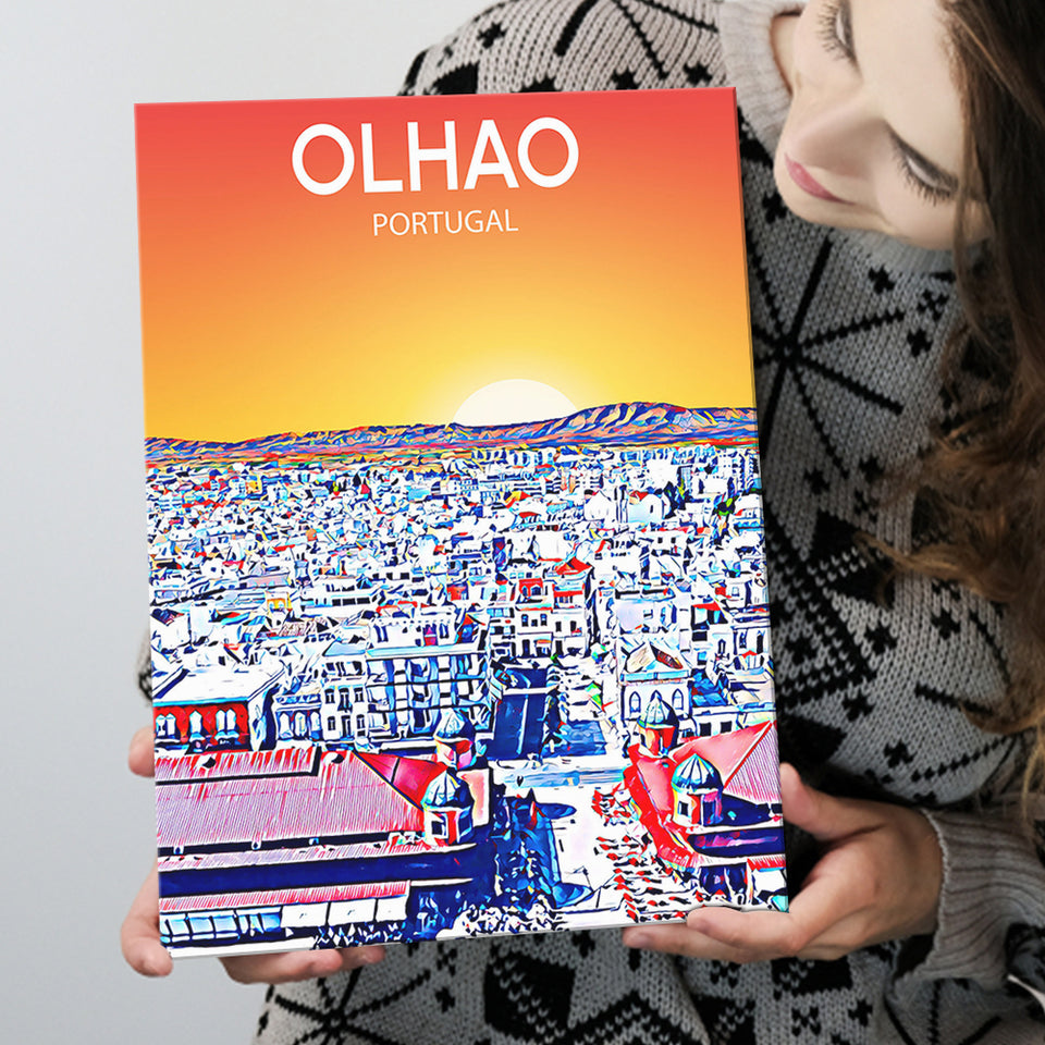 Olhao Portugal Art Sunset Night Art Print ,City Art Print, Large Canvas, Canvas Print Wall Art Home Decor