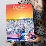 Olhao Portugal Art Sunset Night Art Print ,City Art Print, Large Canvas, Canvas Print Wall Art Home Decor