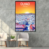 Olhao Portugal Art Sunset Night Art Print, Large Canvas, Framed Canvas Print Wall Art Home Decor, Floating Frame