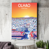 Olhao Portugal Art Sunset Night Art Print ,City Art Print, Large Canvas, Canvas Print Wall Art Home Decor