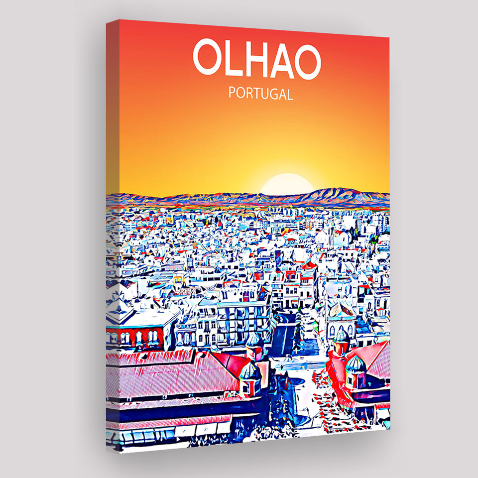 Olhao Portugal Art Sunset Night Art Print ,City Art Print, Large Canvas, Canvas Print Wall Art Home Decor