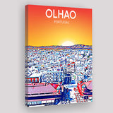 Olhao Portugal Art Sunset Night Art Print ,City Art Print, Large Canvas, Canvas Print Wall Art Home Decor