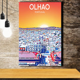 Olhao Portugal Art Sunset Night Art Print ,City Art Print, Large Canvas, Canvas Print Wall Art Home Decor