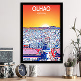 Olhao Portugal Art Sunset Night Art Print, City Art Print, Framed Art Print Wall Art Home Decor, Framed Picture