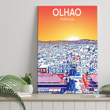 Olhao Portugal Art Sunset Night Art Print ,City Art Print, Large Canvas, Canvas Print Wall Art Home Decor