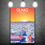 Olhao Portugal Art Sunset Night Art Print ,City Art Print, Large Canvas, Canvas Print Wall Art Home Decor