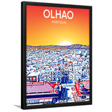 Olhao Portugal Art Sunset Night Art Print, City Art Print, Framed Art Print Wall Art Home Decor, Framed Picture