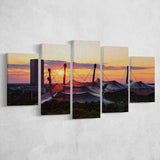 Olympiastadion stadium at Sunset, Stadium Canvas, Sport Art, Large Canvas, Multi Panels, Canvas Prints Wall Art Decor