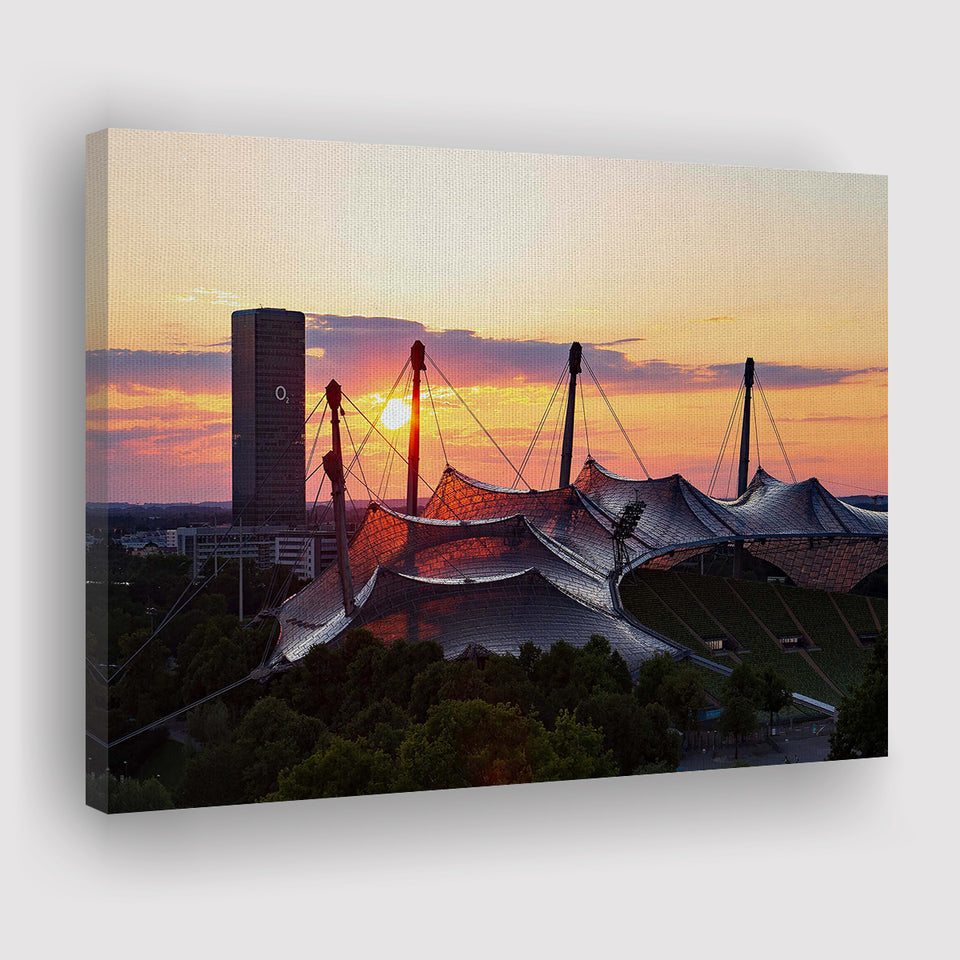 Olympiastadion stadium at Sunset, Stadium Canvas, Sport Art, Gift for him, Fan Gift, Canvas Prints Wall Art Decor