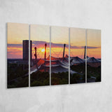 Olympiastadion stadium at Sunset, Stadium Canvas, Sport Art, Gift for him, Multi Panels B, Canvas Prints Wall Art Decor