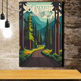 Olympic National Park Retro Art Print ,City Art Print, Large Canvas, Canvas Print Wall Art Home Decor