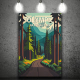 Olympic National Park Retro Art Print ,City Art Print, Large Canvas, Canvas Print Wall Art Home Decor