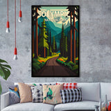 Olympic National Park Retro Art Print, City Art Print, Framed Art Print Wall Art Home Decor, Framed Picture