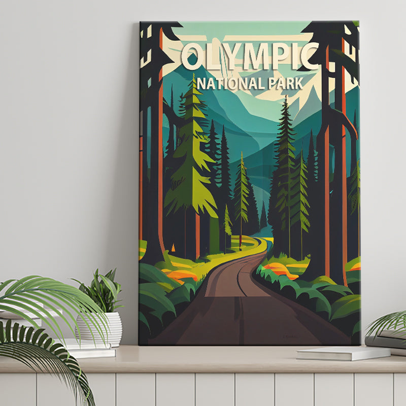 Olympic National Park Retro Art Print ,City Art Print, Large Canvas, Canvas Print Wall Art Home Decor