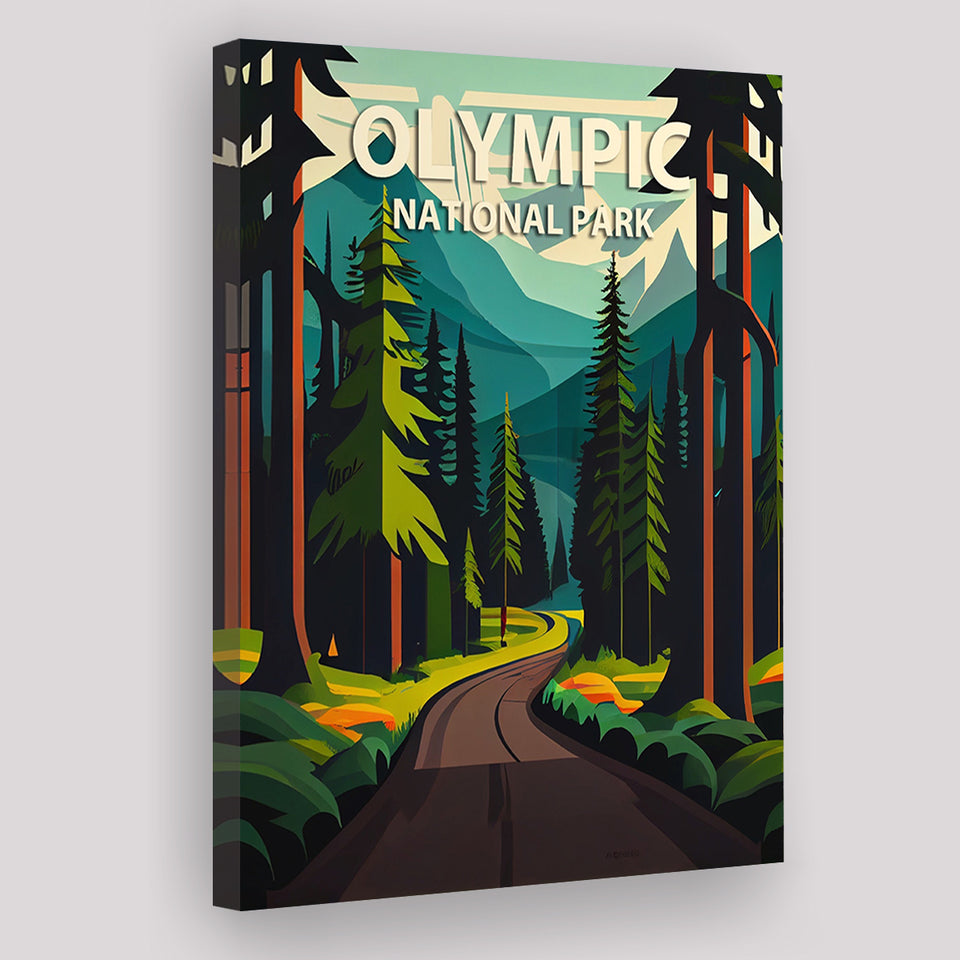 Olympic National Park Retro Art Print ,City Art Print, Large Canvas, Canvas Print Wall Art Home Decor