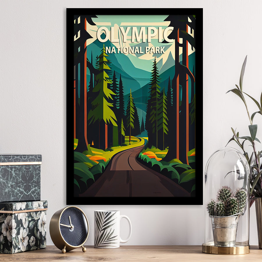 Olympic National Park Retro Art Print, City Art Print, Framed Art Print Wall Art Home Decor, Framed Picture
