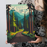 Olympic National Park Retro Art Print ,City Art Print, Large Canvas, Canvas Print Wall Art Home Decor