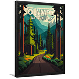Olympic National Park Retro Art Print, City Art Print, Framed Art Print Wall Art Home Decor, Framed Picture