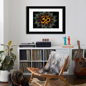 Om in Peacock Feathers-Art Print, Canvas Art,Framed Art,Plexiglass Cover