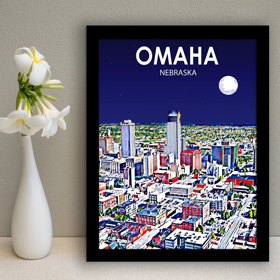 Omaha NE Art V1, City Art Print, Framed Art Print Wall Art Home Decor, Framed Picture