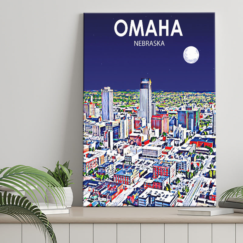 Omaha NE Art V1 ,City Art Print, Large Canvas, Canvas Print Wall Art Home Decor